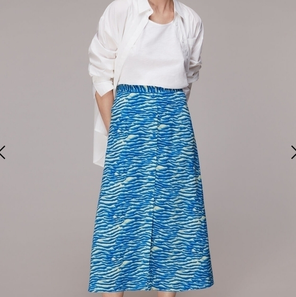 Whistles seafoam button front skirt blue 4 NWT - Picture 3 of 11